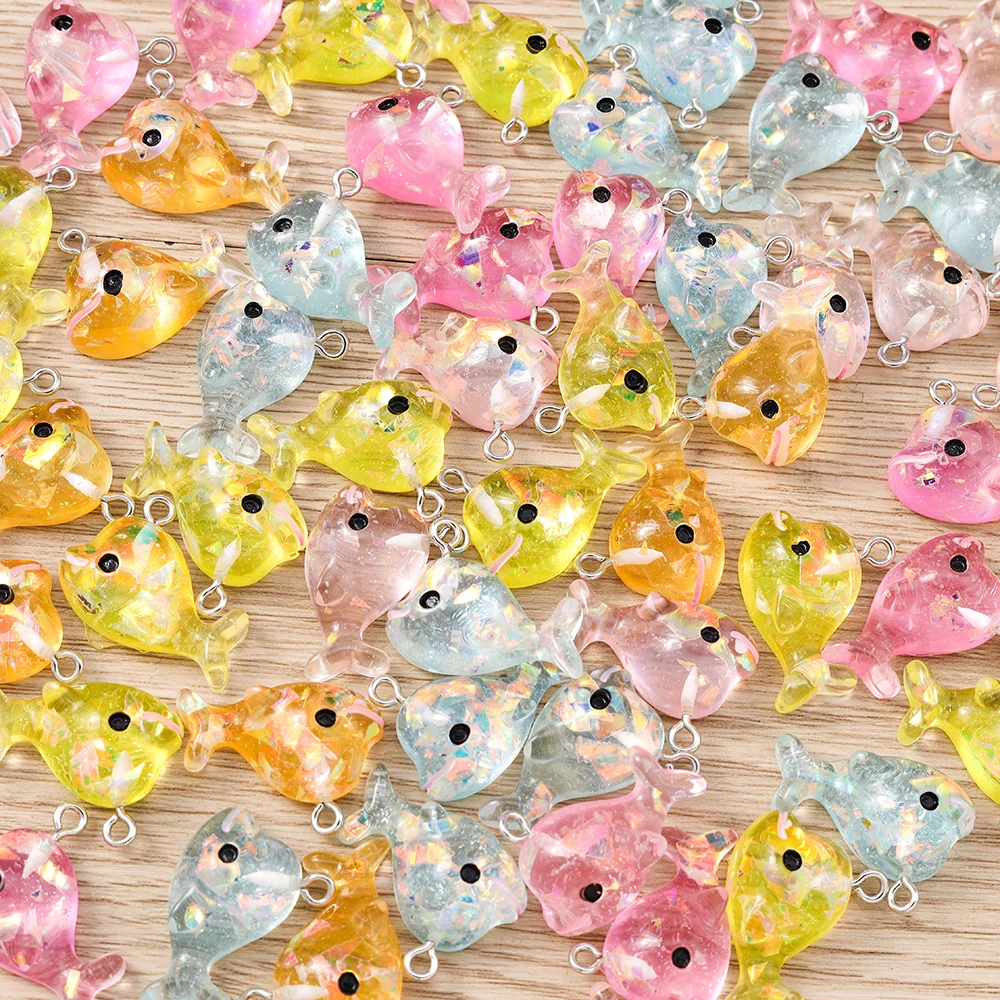 10 Stück 24x18mm Cartoon Harz Meereslebewesen Wal Anhänger für Schmuckherstellung Ohrringe Halsketten Armbänder DIY Bastelbedarf – Detail 3