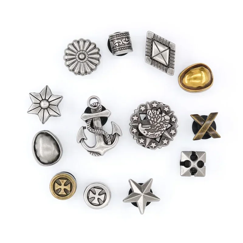 1 قطعة سحر الأحذية ل إكسسوارات أحذية الصنادل دبابيس الخماسي معدن فضي انفصال هالوين الصنوبر الأحذية الزينة w-7