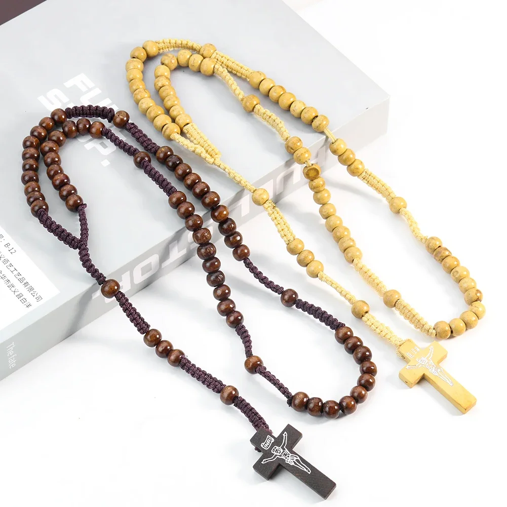 Деревянный крест, ожерелье, кулон, бодхи, бусина, веревка, свитер, аксессуар, распятый Иисус, христианский сувенир, верный вир, памятное украшение Деревянный крест, ожерелье, кулон, бодхи, бусина, веревка, свитер, аксессуар, распятый Иисус, христианский сувенир, верный вир, памятное украшение