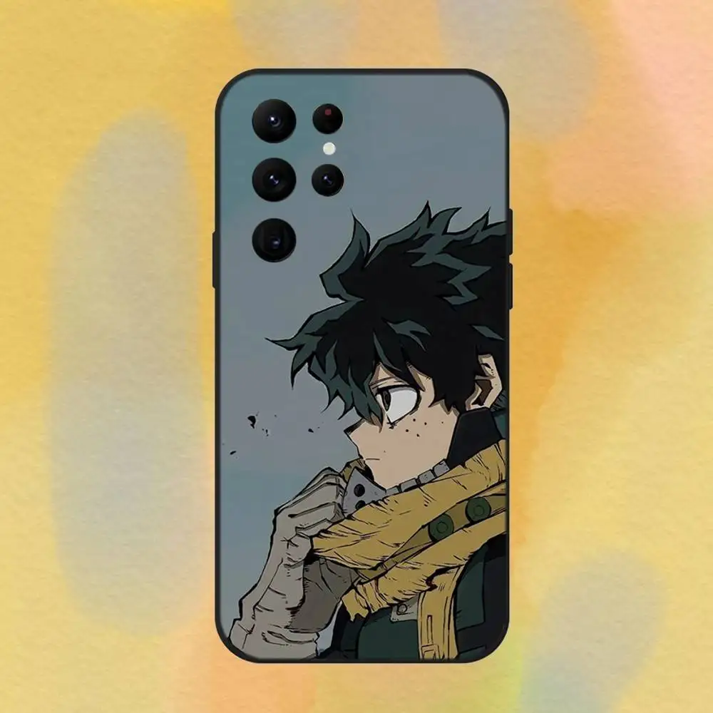 حافظة هاتف My Hero Academia Deku لهاتف سامسونج S 25,24,23,22,30,21,10,9,Ultra,Plus,Lite,FE,4,5G حافظة ناعمة سوداء