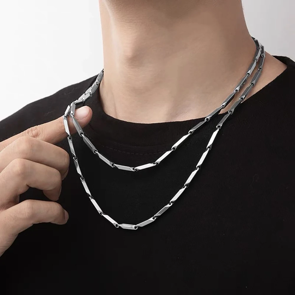 Punk Fashion Chain Necklaces Male 3mm Gold Silver Color Stainless Steel Chain Necklace for Men Women Hip Hop Jewelry Gift