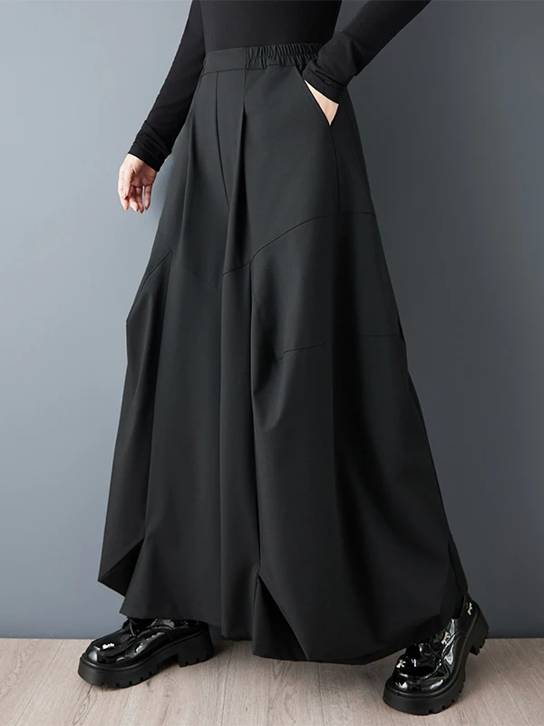 فضفاض بنطال ذو قصة أرجل واسعة k Sle تنورة كسول متعددة الاستخدامات عالية الخصر غير متماثلة بناطيل كاجوال للنساء في منتصف العمر