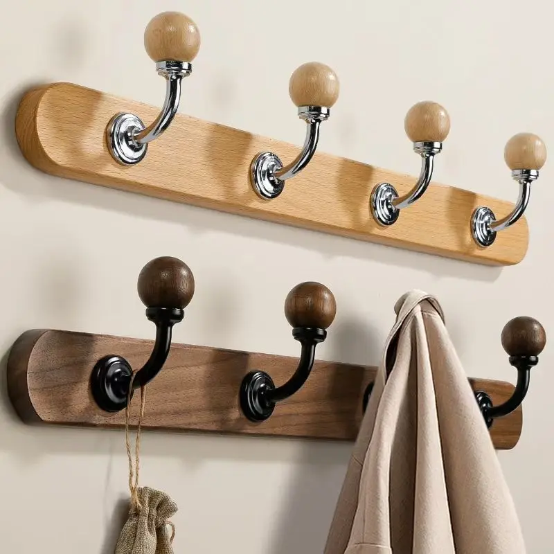 

Japanese Style Solid Wood Hanging Clothes Rack Entrance Hooks Furniture Black Walnut Wood Bedroom Doorway Coat Rack Hangers