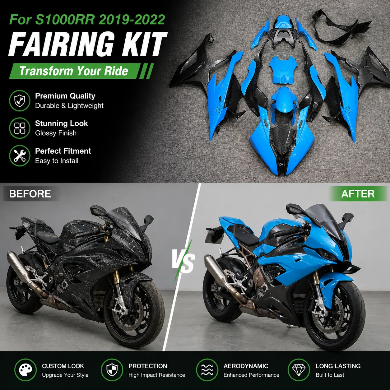 

Premium ABS Injection Fairing Kit For BMW S1000RR 2019-2022 Sportbike Full Bodywork Set Motorbike Plastics S1000 RR K67