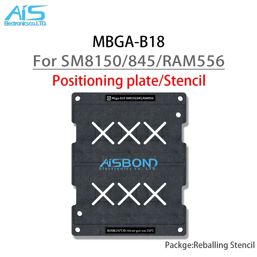 Mbga-B18 Cpu Bga Reballing Stencil Template Station Voor Sdm845 Sm8150 Ram556 BGA-556 Positioneringsplaat Plant Tin Net Staal Gaas