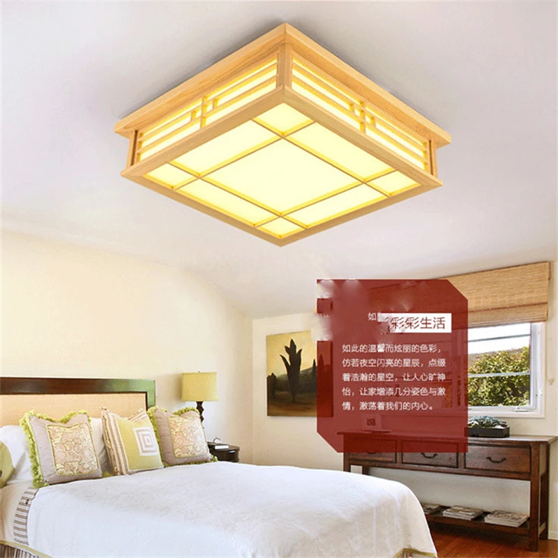 Chinese Style Wood Ceiling Light Living Room Decoration LED Lamp Japanese Style Tatami Dining Room Lighting Wooden Led Lights