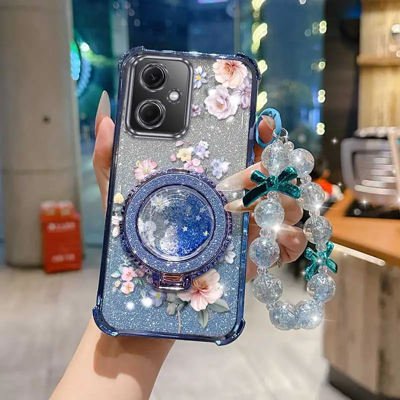 

3pcs(Fresh flowers phone Case+Lanyard+Circular Stand) For Redmi 13C 5G /13/13 5G/13R/15C/14R/14C 4G/13C Edition Phone Case Cover