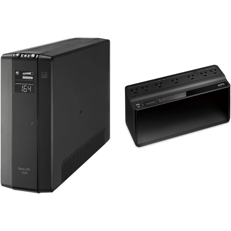 Backup de bateria UPS de 1500VA, proteção contra surtos - fonte de alimentação UPS de 600VA tem 7 tomadas, porta USB