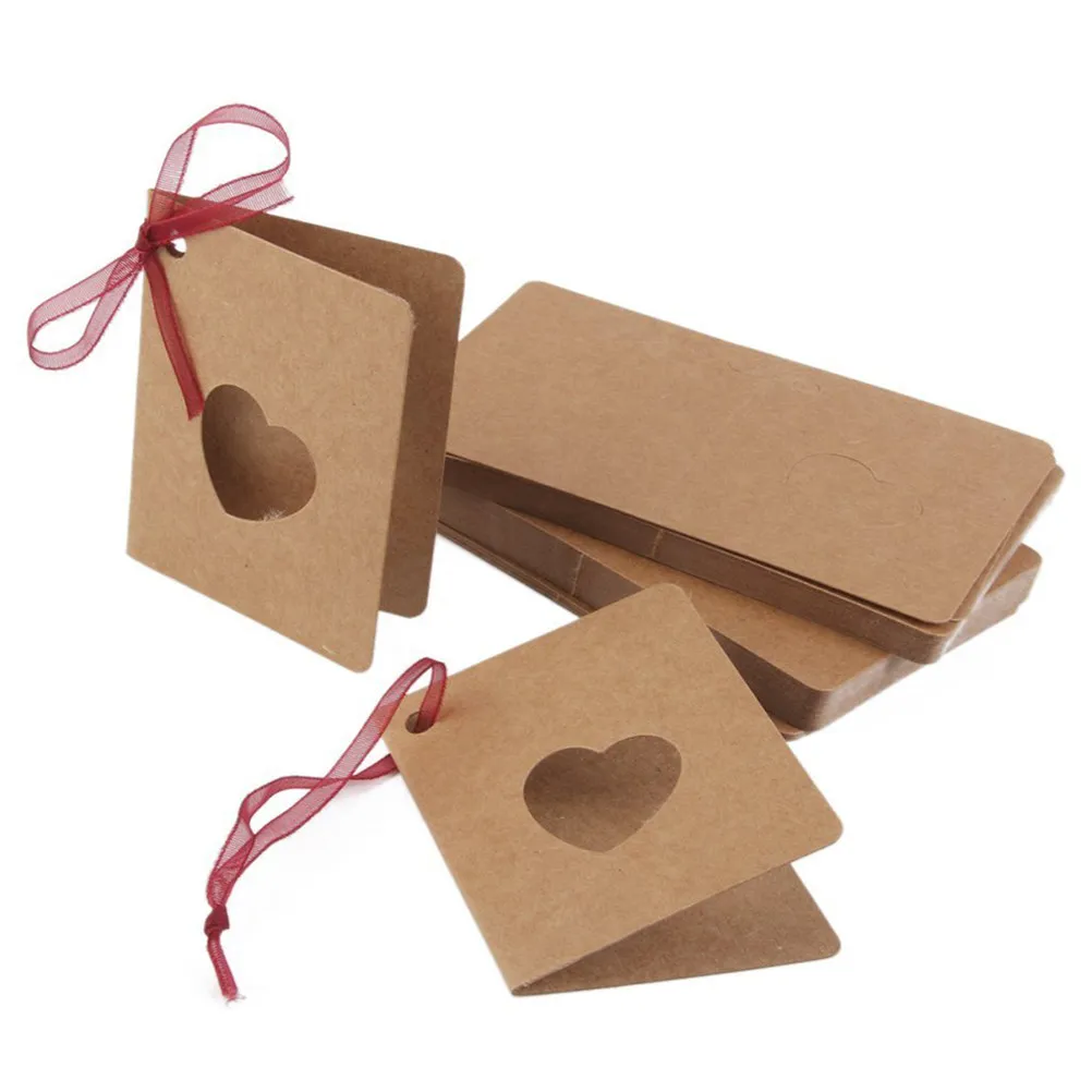 

150Pcs Hollow Heart Kraft Paper Tags Blank Foldable Mini Greeting Cards for Gift Wrapping Clothing Labels Thank You Notes