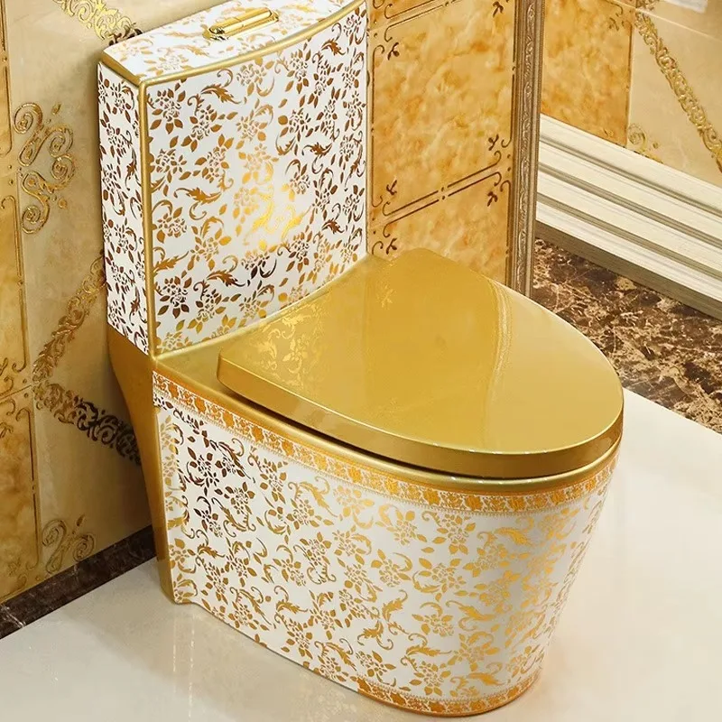 Bestseller im Nahen Osten: Vergoldetes Keramik-Stand-WC mit Wassersparfunktion und Geruchsbeseitigung