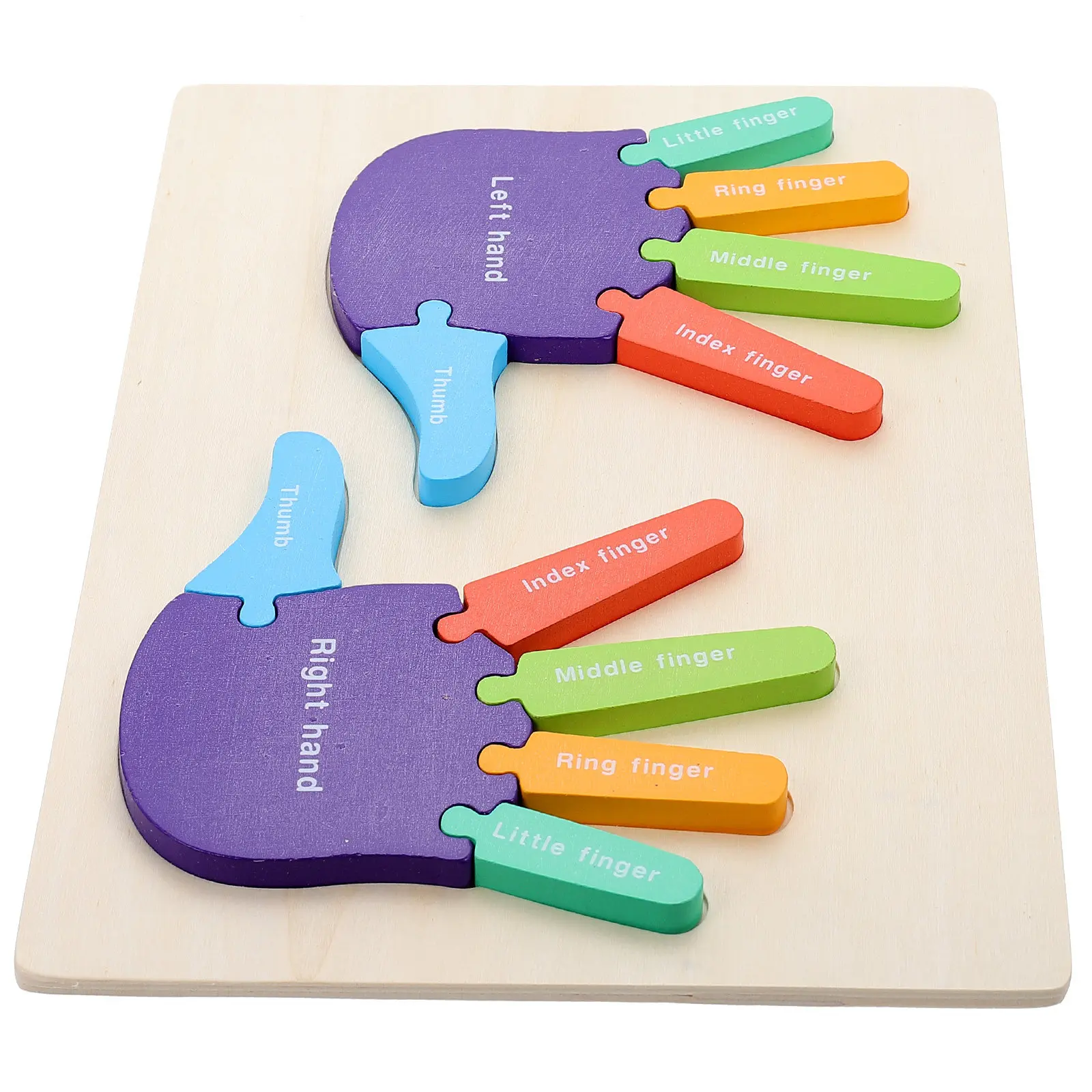 

1Set Wooden Puzzle 3D Hand Shaped Kids Early Educational Cognition Cartoon Palm Patterns Logical Thinking Ability