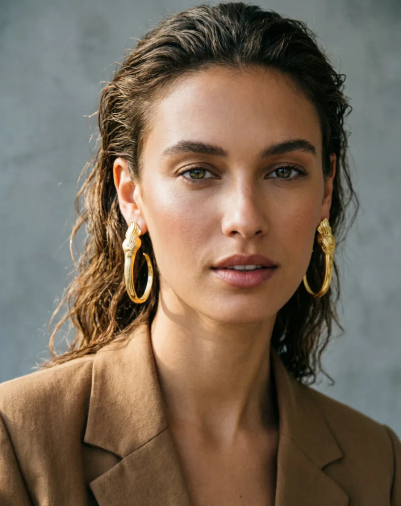 Vintage 3D Curved Bird Beak-Shaped Hoop Earrings: Statement Fashion Jewelry for Women, Perfect for Parties  Vacations NEW