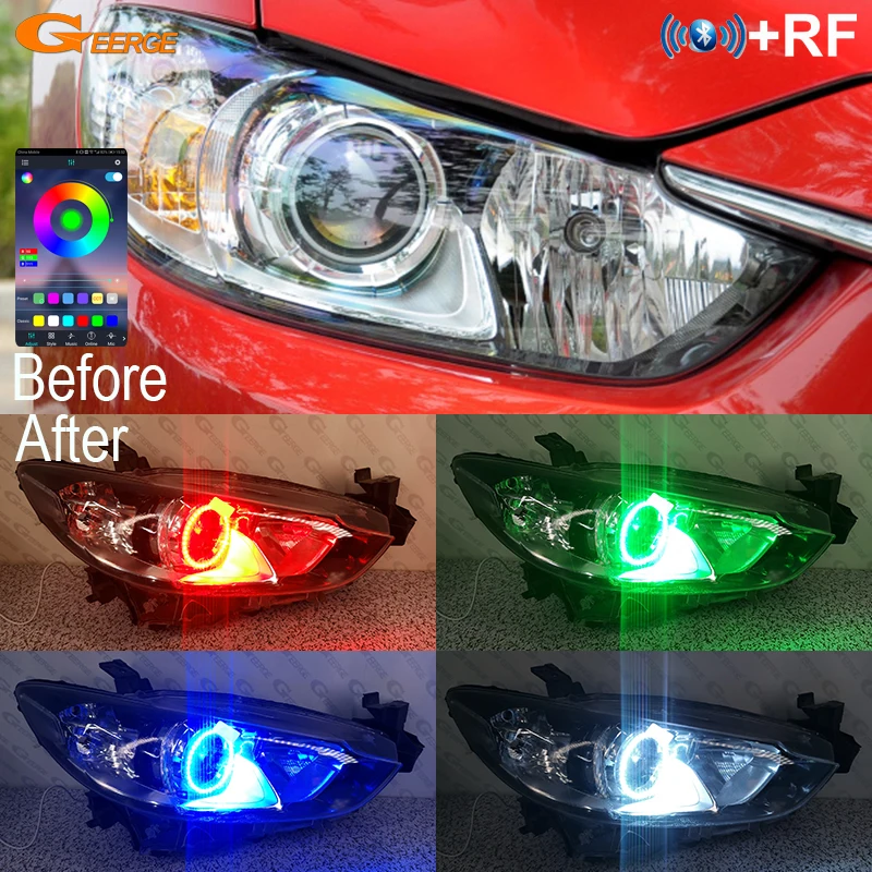 

For Mazda 6 Atenza Mazda6 GJ GL RF Remote Bluetooth-Compatible APP Multi-Color Ultra Bright RGB LED Angel Eyes Halo Rings Light