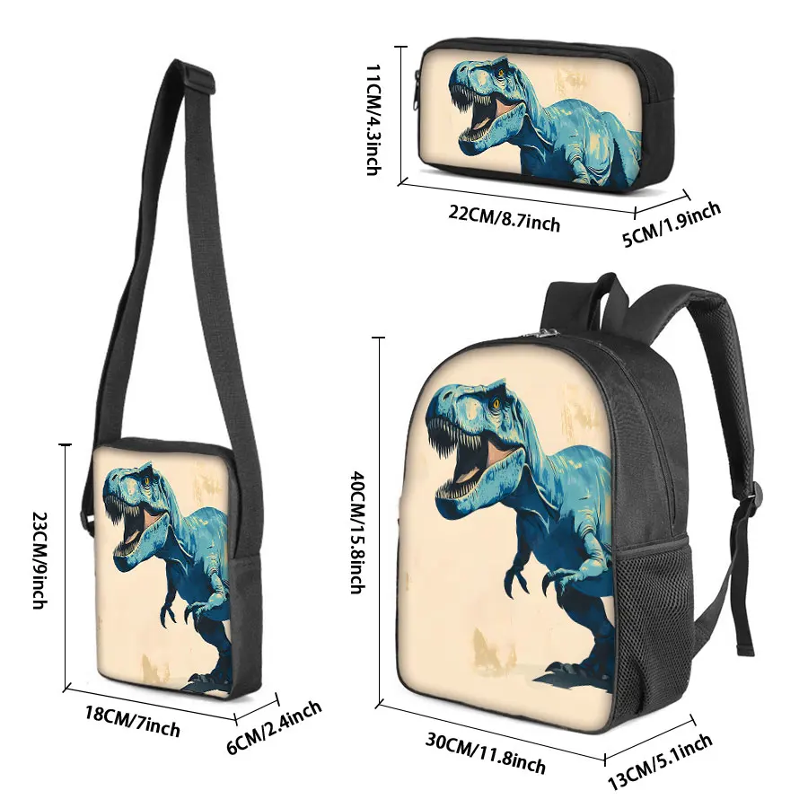 3 قطعة مجموعة ديناصور حقيبة ساعي ، حقيبة أقلام رصاص ، حقائب مدرسية لصبي/بنات الأطفال أفضل الهدايا الكرتون حقيبة المدرسة