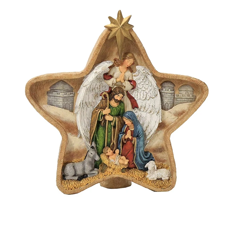 European Holiday Decoration Home Table Decoration Five-Pointed Star Manger Birth Window Decoration