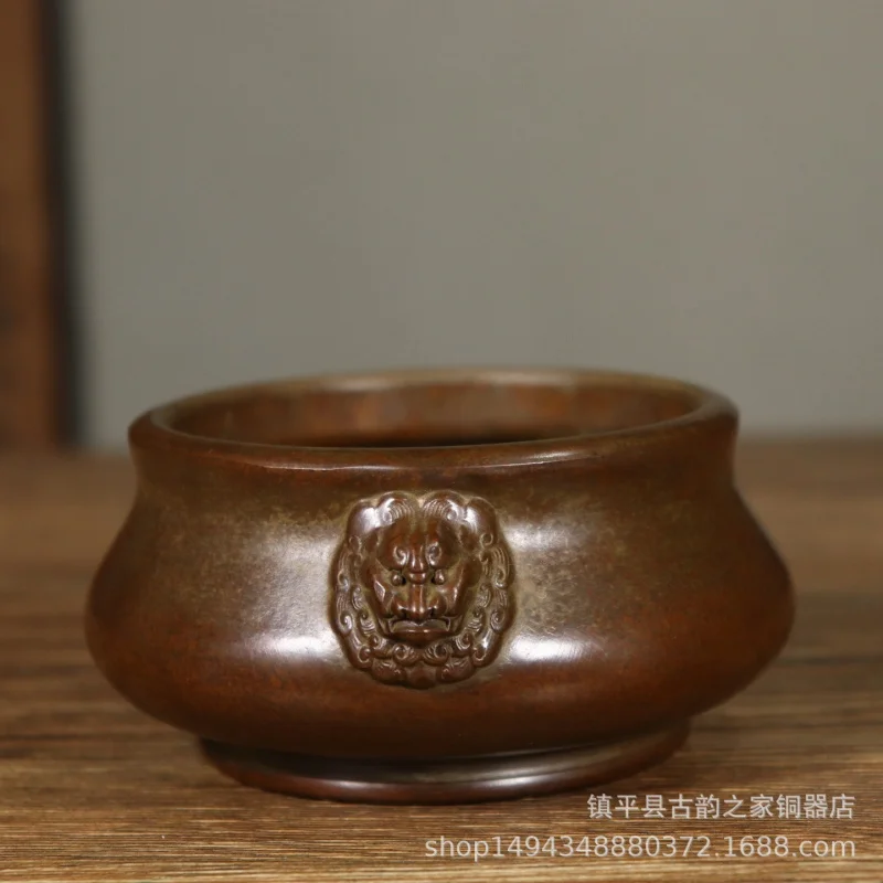 

Pure Copper Holder Offering Incense Lion Ear Xuande Burner Home Indoor Aro