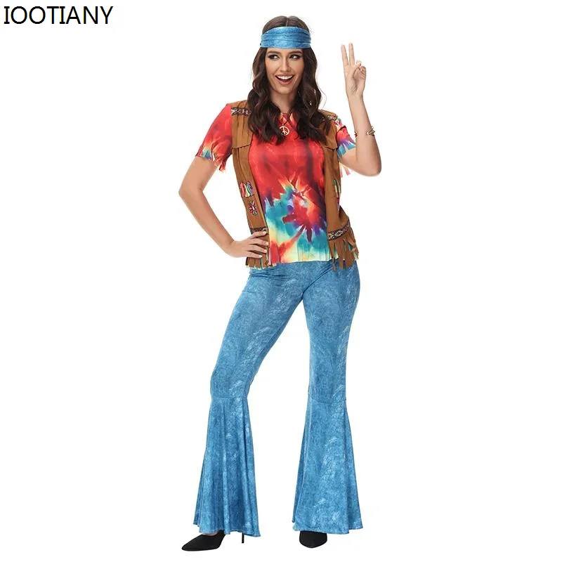 

Women 60s 70s Vintage Dance Hippie Costume Hippie Love Peace Costumes Suit Carnival Party Music Festival Retro Disco Fancy Dress