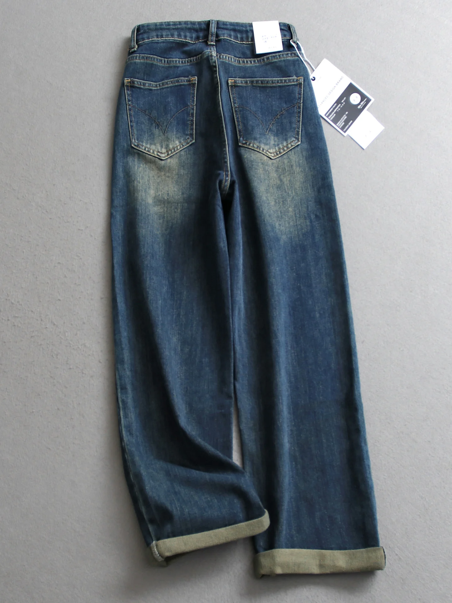 Retro High Waist Cuffed Jeans Women's Denim Pants Slimming Body Concealing Nine Points Autumn New Style Ladies Jeans