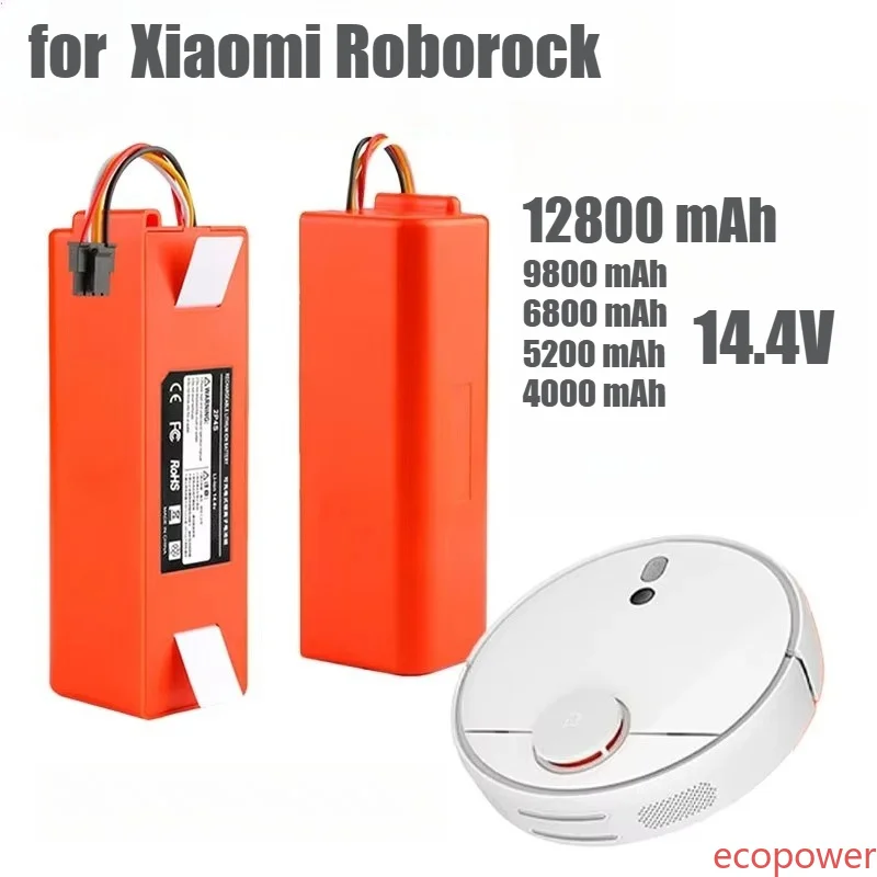 Premium Replacement Battery for Xiaomi Roborock S55 S60 S65 S50 S51 S5 MAX Robot Vacuum Cleaner S6 Parts 14.4V 12800mAh