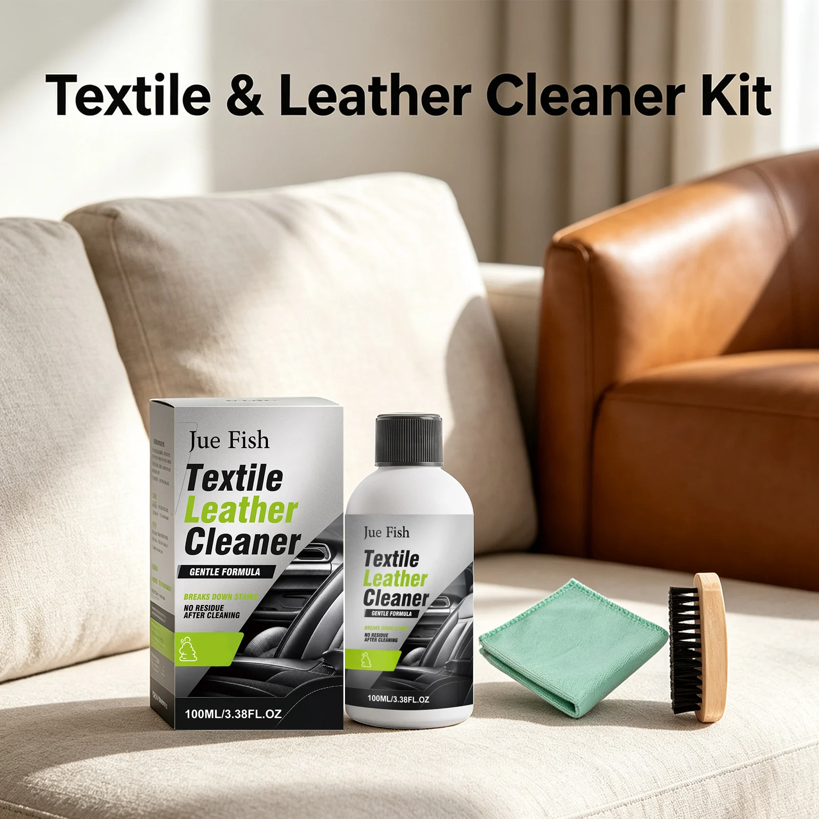 Leather Cleaner Kit Remove Stubborn Stain Without Fading Concentrated Formula Deep Stain Remover Multi‑purpose Cleaning Solution