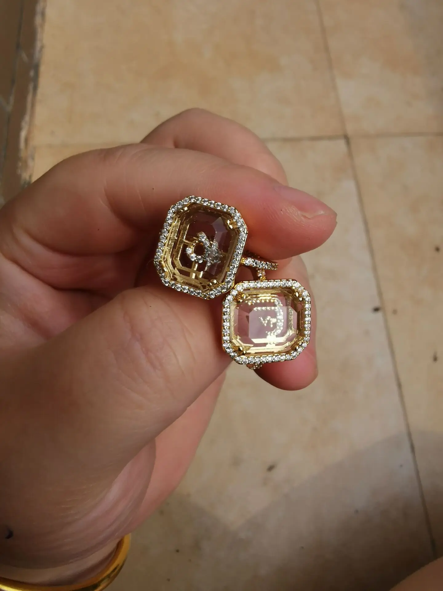 Brass With 18K AAA Zircon Aribic Letter Rings Punk Hiphop Designer Runway Rare Simply Gown Boho Top Saudi Arabia IsraeI Trendy