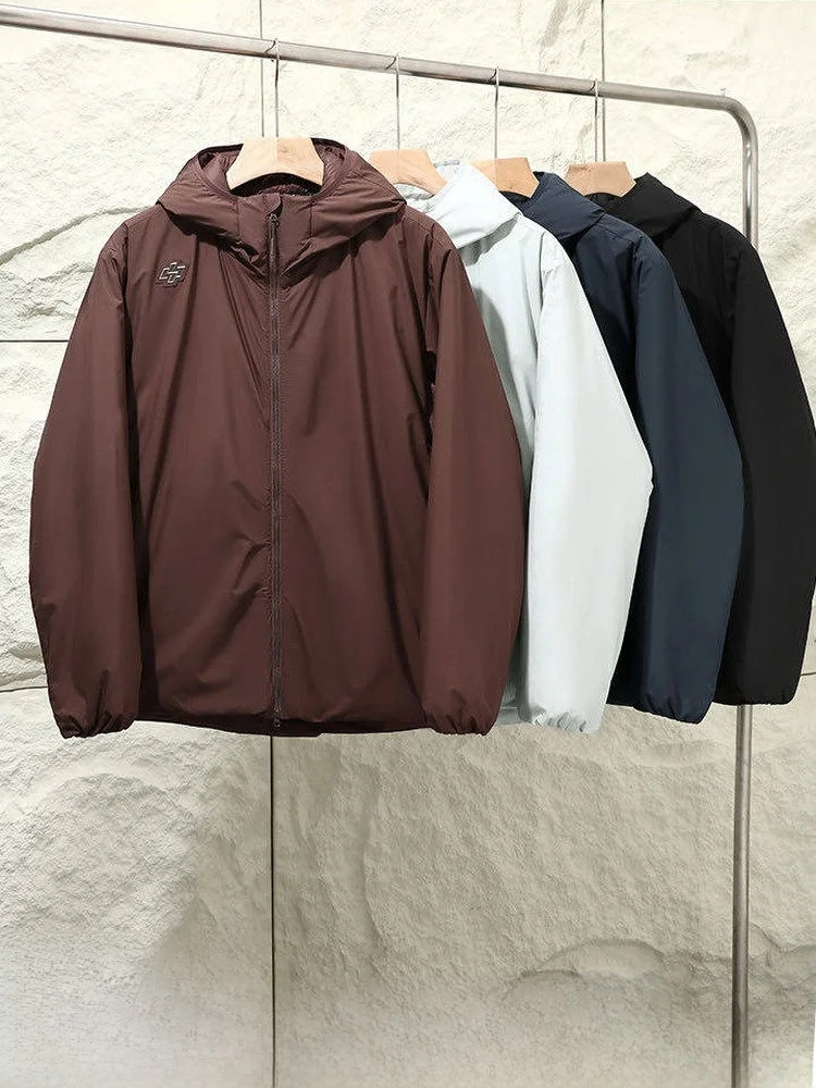 

Водонепроницаемая ветрозащитная хлопковая куртка для мужчин, теплая, с капюшоном, однотонная, спортивная, приталенного кроя, с длинными рукавами, повседневная