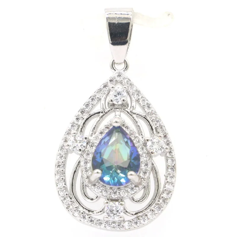 Buy 4 Get 1 Free Real 925 Solid Sterling Silver Pendant Real Red Ruby Green Emerald Fire Rainbow Violet Topaz Mystic Topaz CZ