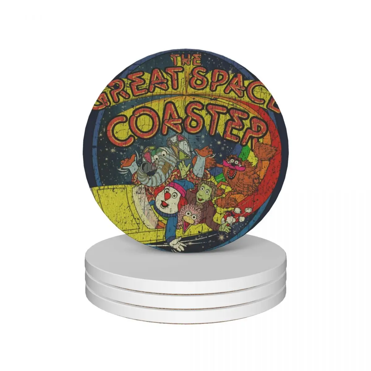 

The Great Space Coaster 1981 Ceramic Coasters (Set of 4) original Cup for tea black for drinks aesthetic Coasters