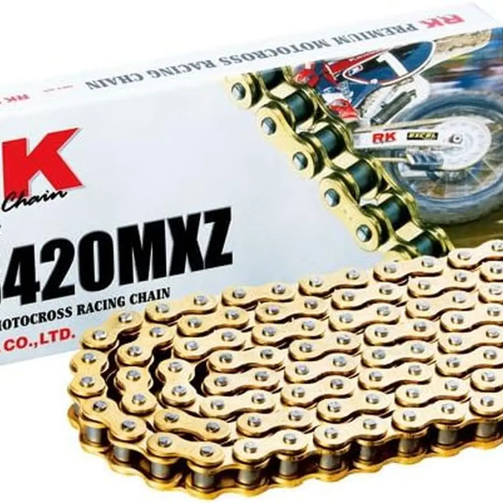 

GB420MXZ-114 (420 Series) Gold 114 Link Heavy Duty MX/SX Racing Non O-Ring Chain with Connecting Link