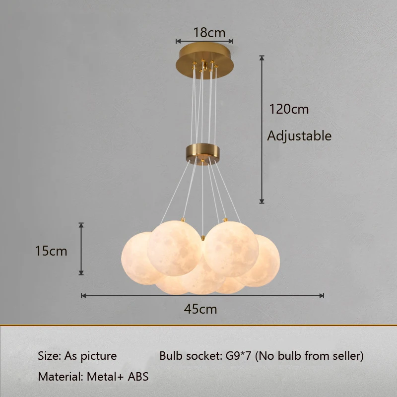 Lampe led suspendue en forme de lune, design nordique moderne, luminaire décoratif d'intérieur, idéal pour un salon, une salle à manger, une cuisine, un Restaurant ou une chambre à coucher, en 3D