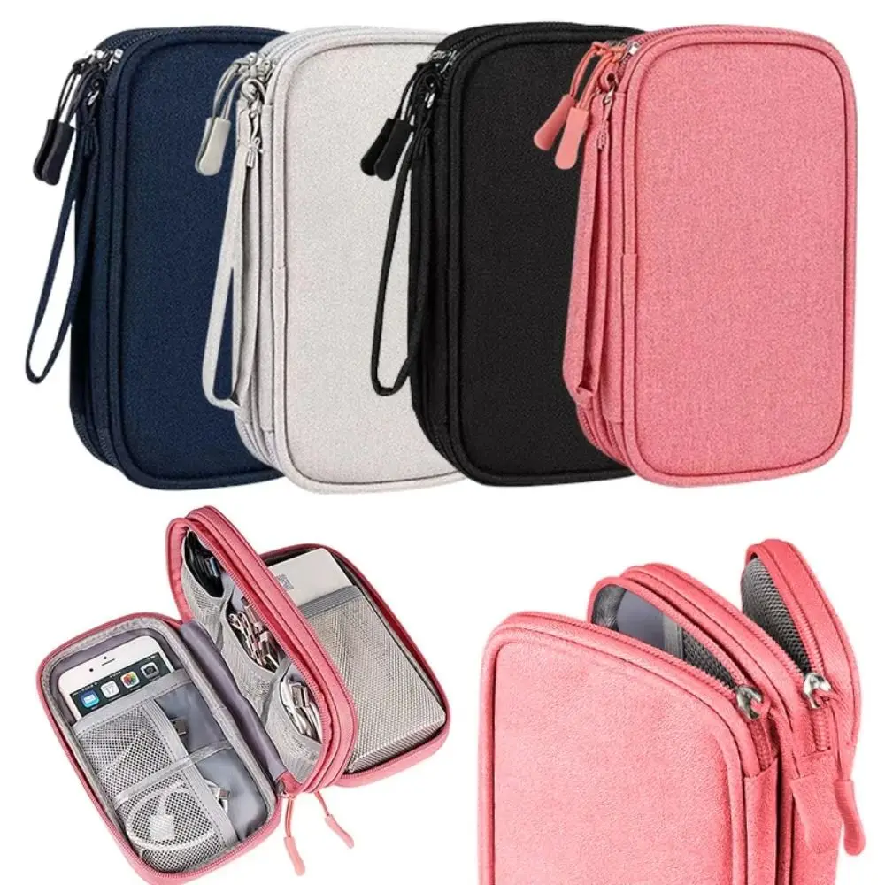 Travel Double Layer Digital Storage Pouch Portable Waterproof Data Cable Storage Bag Charging Bank Headphone Hard Disk Organizer
