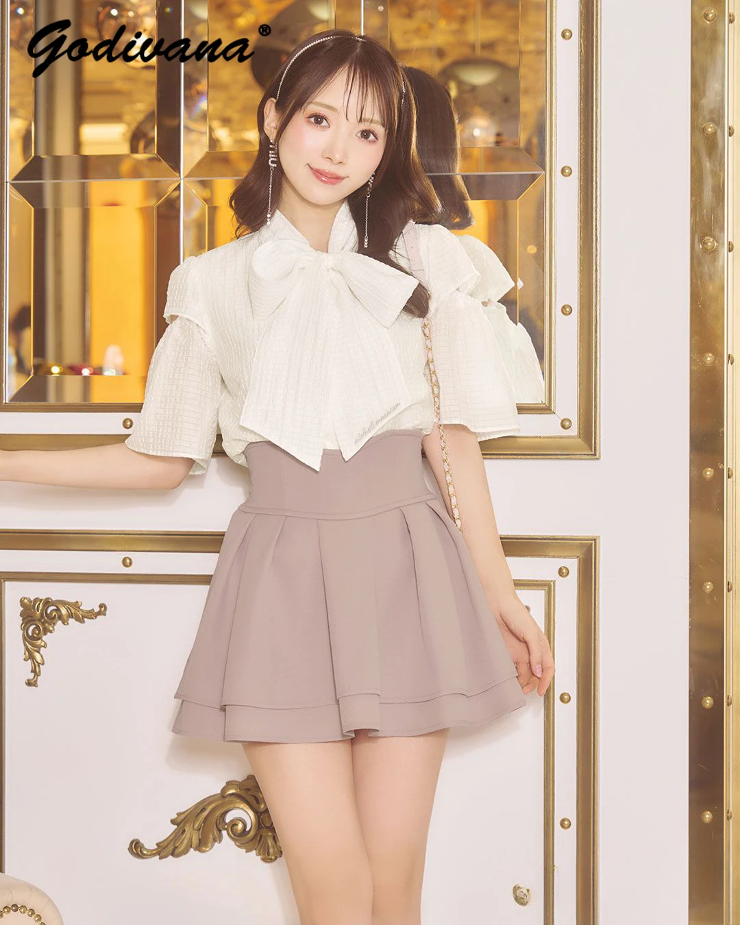 Popular Macaron Skirt Japanese Mine Series Spring and Autumn Women's Sweet Skirt Culottes Solid Color High Waist Short Skirts