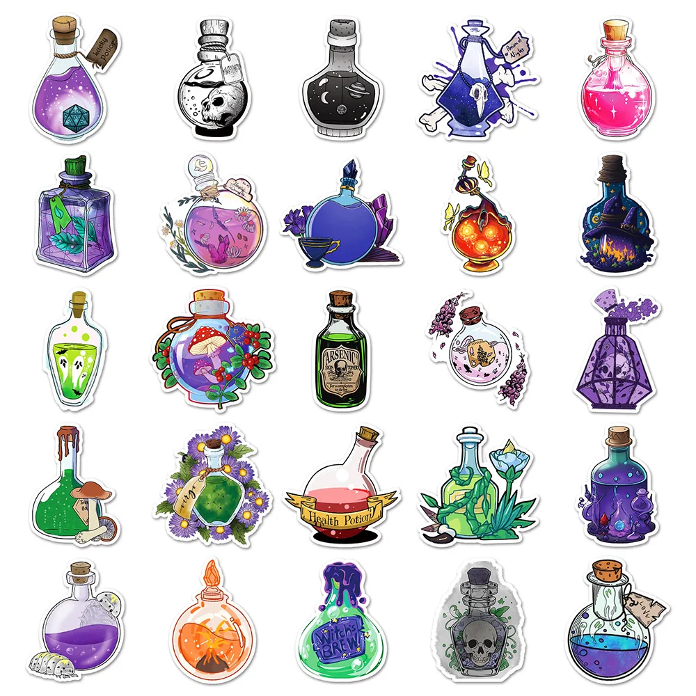 10/30/50pcs Cute Cartoon Magic Potion Stickers Aesthetic Graffiti Decals Laptop Notebook Suitcase Phone Decoration Sticker Toys