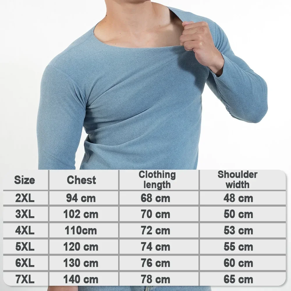 2pcs Thermal Underwear Tops Men Autumn Tight Winter Clothes Thermal Shirt Round Neck Thin Slim Fit Long Sleeve T shirt Plus Size