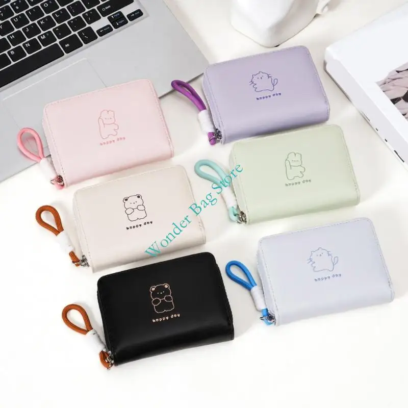 

H3CB Women Short Purse with Card Holder Small Wallet PU Leather Coin Purse Cats Wallet Large Capacity Change Purse for Daily