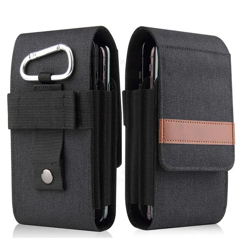 

Universal Oxford Cloth Phone Leather Pouch For Samsung S24 Ultra S23 FE S22 S21 S20 S10 S9 S8 Plus Flip Case Belt Clip Waist Bag