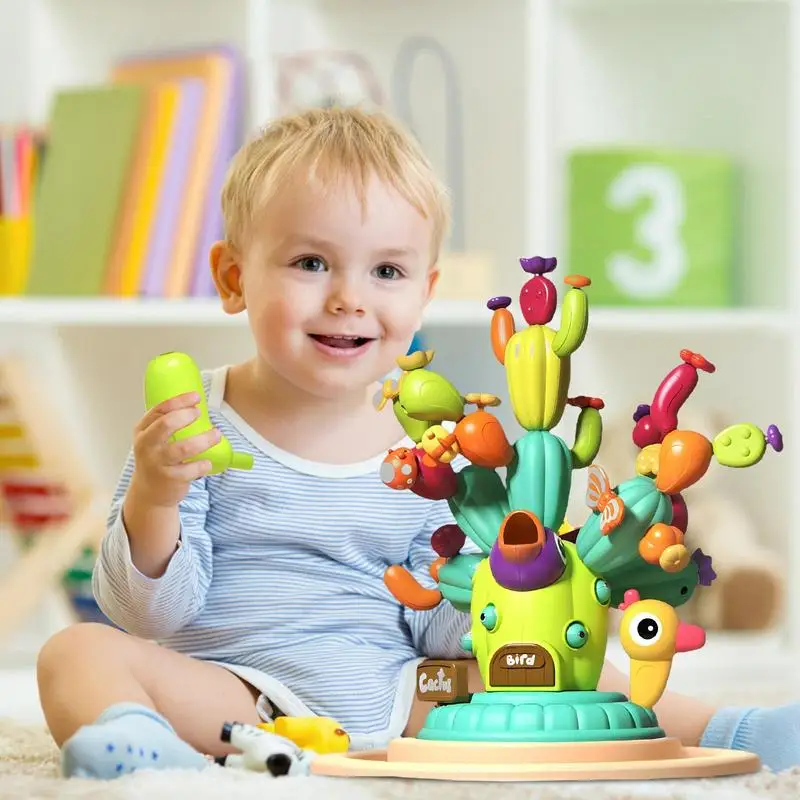 Cactus Building Blocks Toys Fun Stacking Blocks In Cute Cactus Shape Early Development Activities Colorful Multifunctional