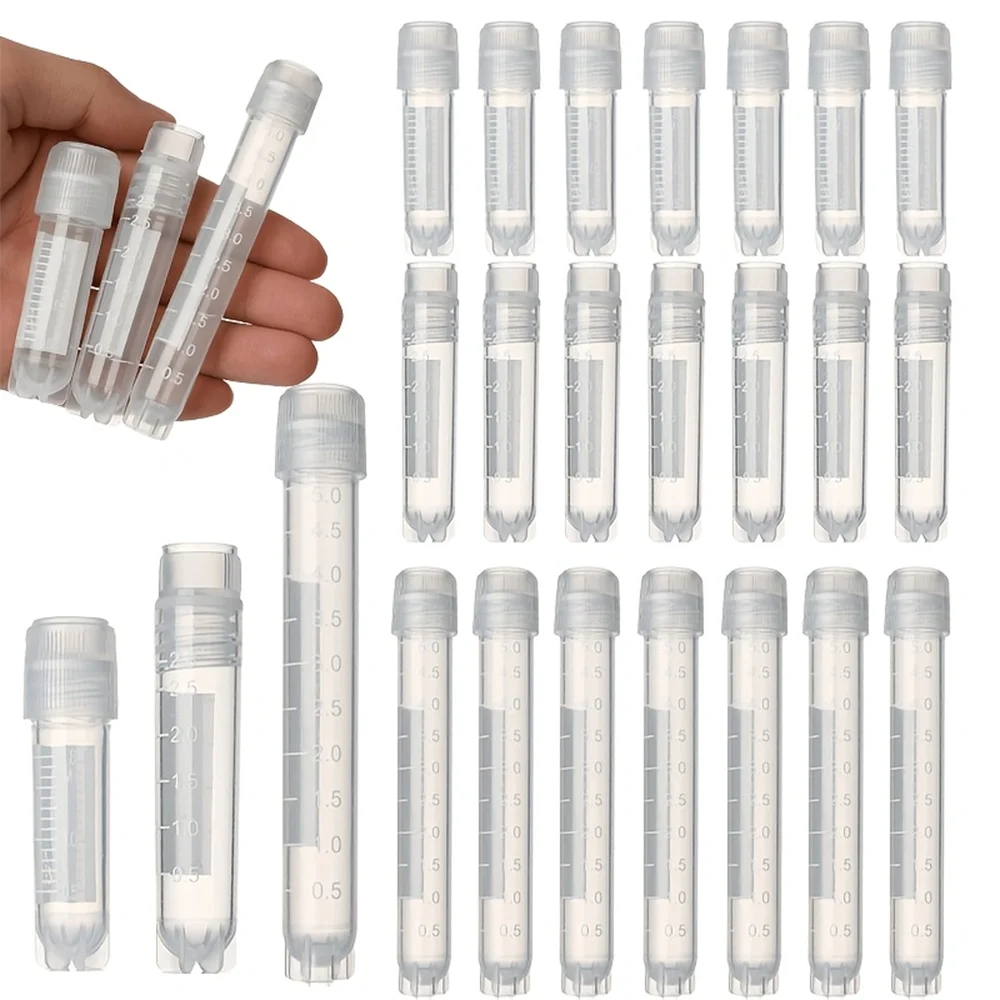 30Pcs Laboratory Screw-Top Cryogenic Tubes with Scale Markings, Suitable for Freezing and Storage, Low-Temperature Sample Preservation Tubes, Cell Strain Sampling Tubes, Consumables, Capacity 2Ml/3Ml/5Ml, Screw-Top Cryogenic Tubes with Scale Markings, Suitable for Freezing and Sample Storage, Low-Temperature Liquid Nitrogen Preservation Tubes