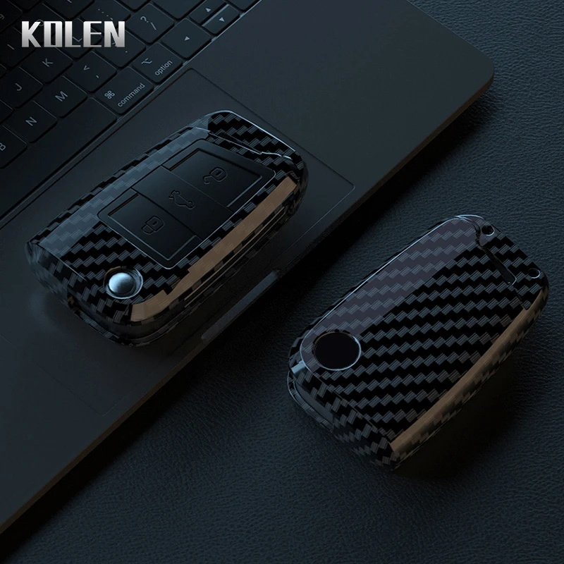 ABS Carbon Fiber Car Key Case Cover For VW Volkswagen Golf 7 MK7 Tiguan MK2 For SEAT Ateca Leon FR 2 Ibiza For Skoda Octavia Fob