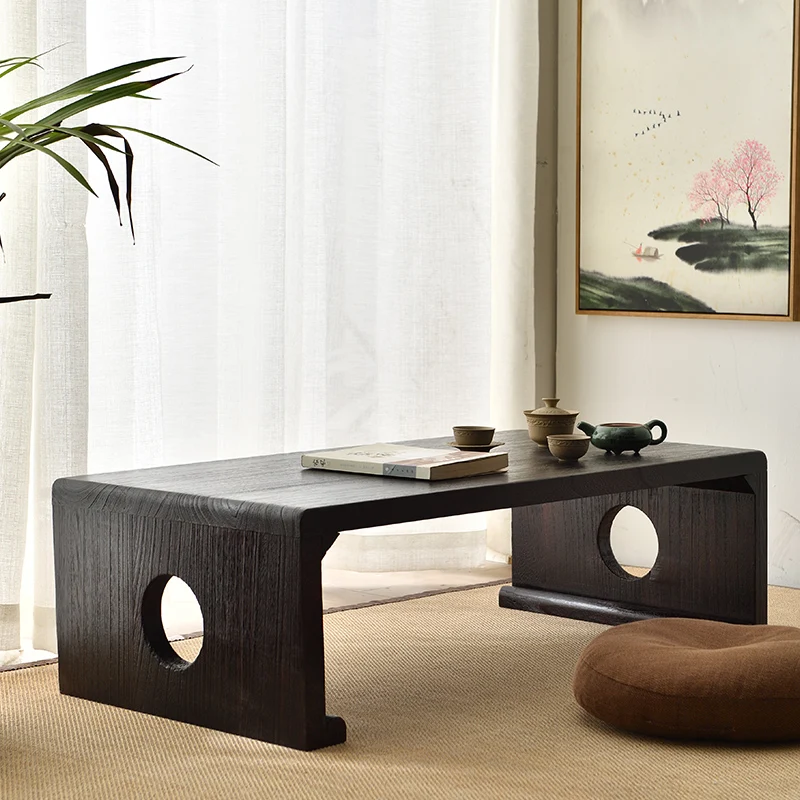 Solid Wood Tea Table Japanese Minimalist Desk Traditional Study Desk Bay Window Coffee Stand