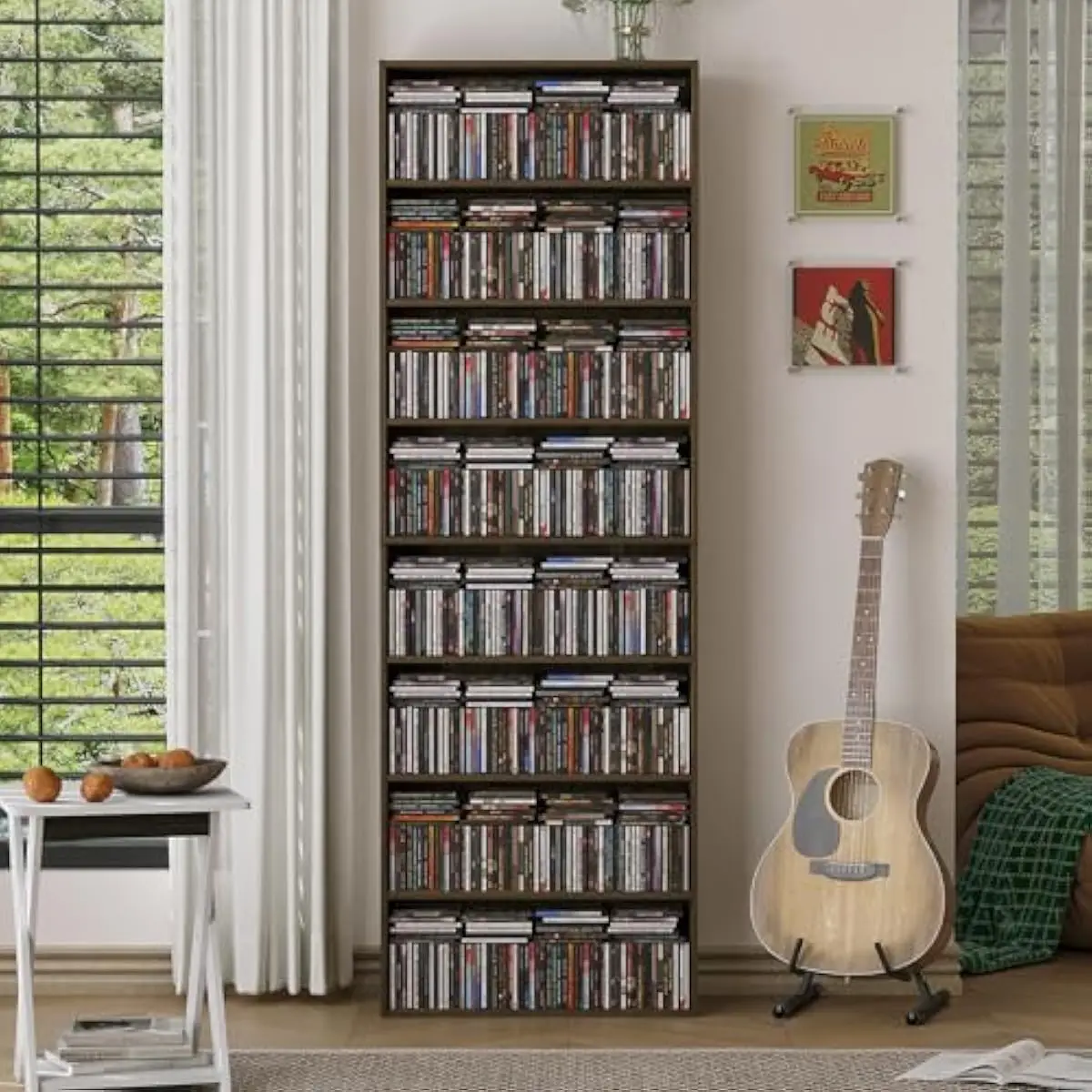 8 Tier DVD Storage Shelf Holds 280+ DVDs, Slim Open Media Rack with 70.9 Inch Height for CD DVD Display Organizer