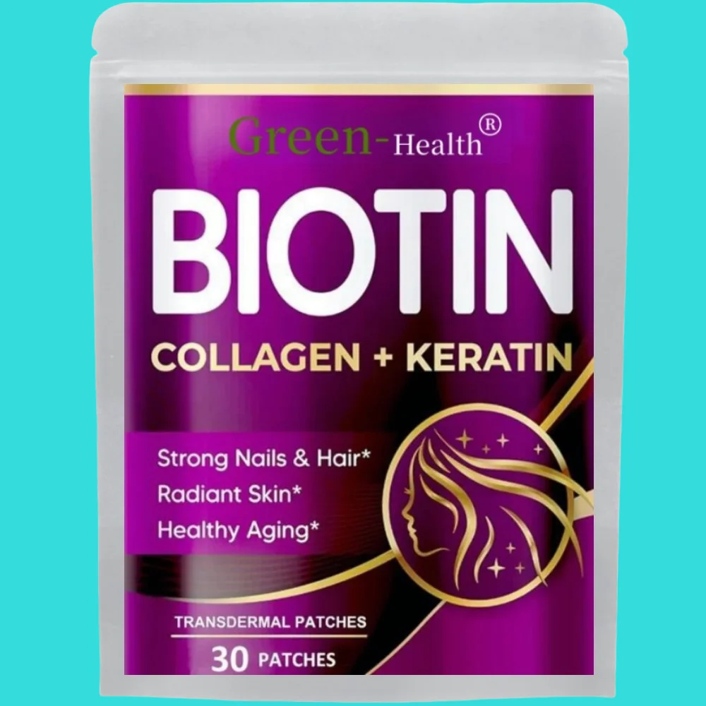 BIOTIN Transdermal Patches with Collagen Nails & Hair, Radiant Skin, Healthy Aging -30 Patches One Month Supply