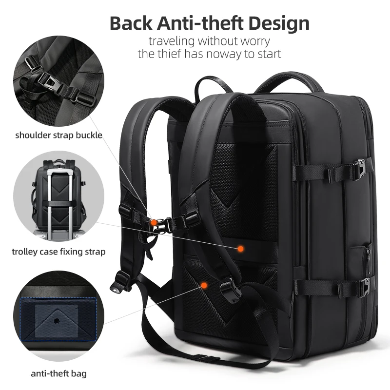 17.3\'\'Laptop Backpack For Men USB Port multi-function Bag High-quality Oxford Expandable Backpack Large Capacity Travel Backpack