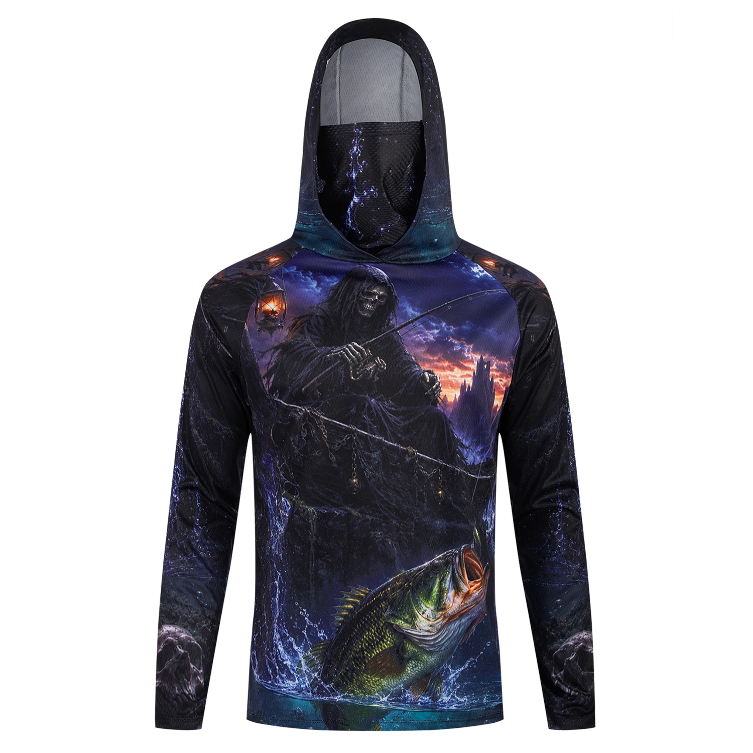New Men's and Women's Hooded Mask Style Fishing Suit, Quick Drying Sun Protection Long Sleeved Fishing Shirt