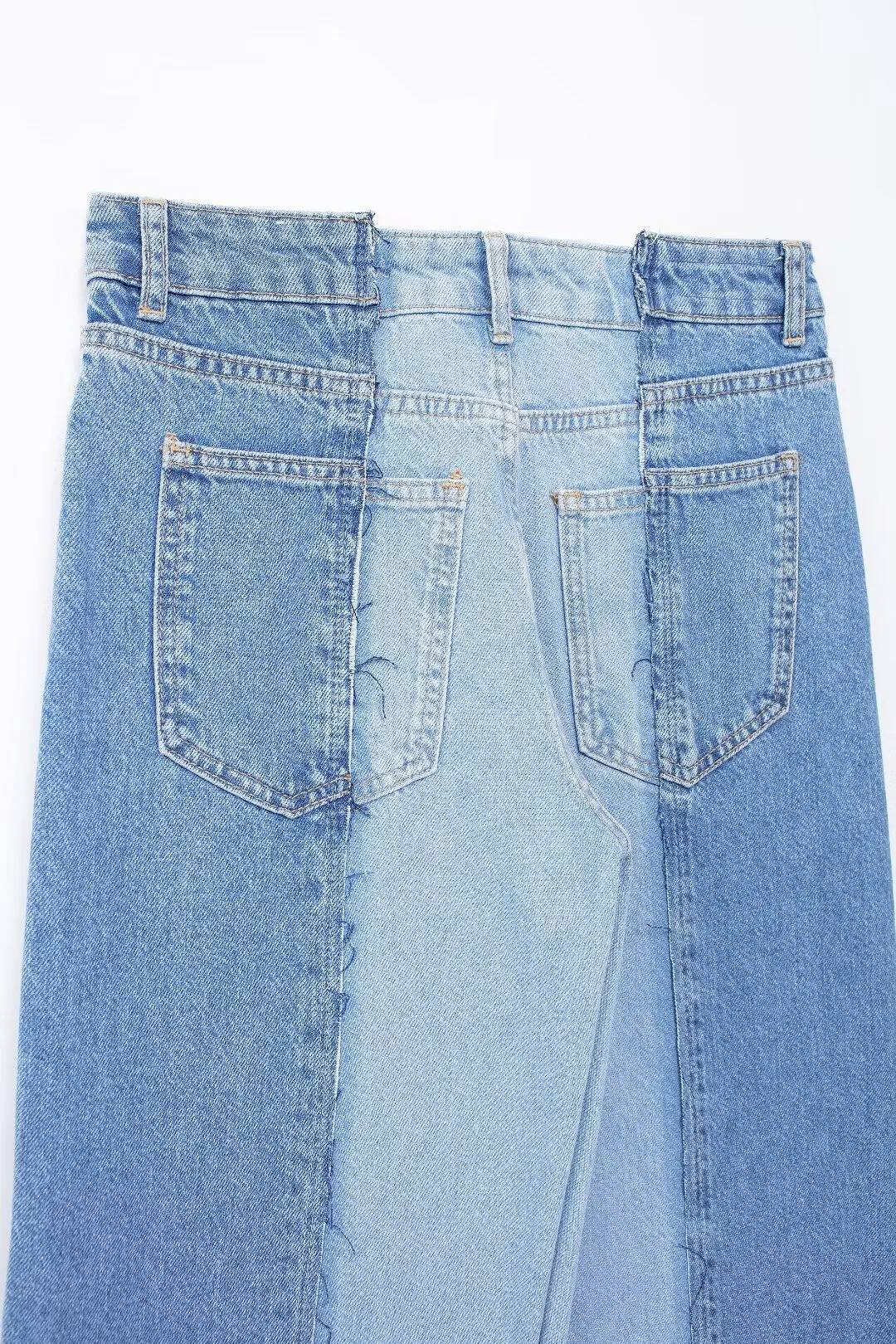 Tangada 2024 Women Patchwork Wide Leg Jeans Pants Trousers Pocket Female Denim Pants 3H0398