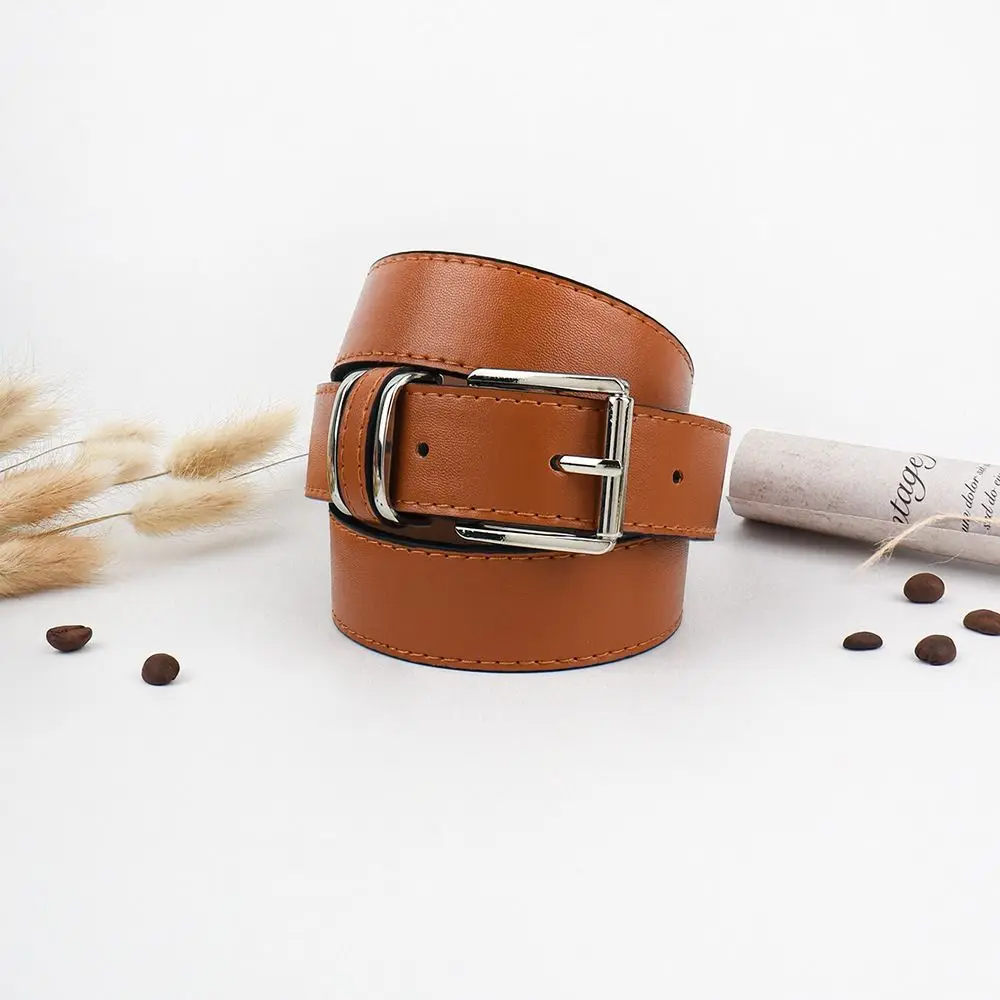 

Women Fashion Luxury Design Leather Wide Belt Casual Versatile Pin Buckle Waistband Classic Trendy Business Waist Strap Gifts