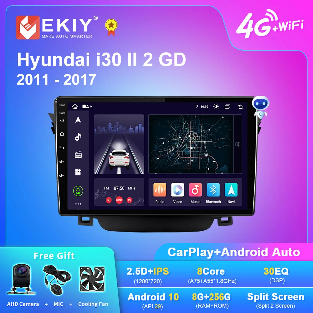 

EKIY X7 Android 10 Автомагнитола для Hyundai i30 II 2 GD 2011 - 2017 навигация GPS Carplay мультимедийный плеер Авто Стерео No 2din HU