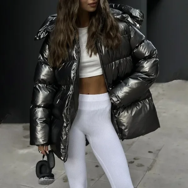 Warm Coats for Women 2025 Winter New Outer Wear Loose Zipper Pocket Leisure Fashion Loose Korean Simple Long Sleeves Hooded