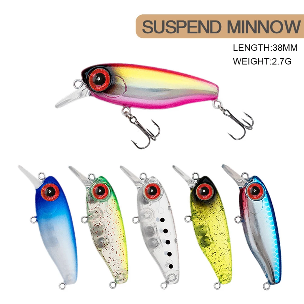 3.8cm 2.7g Fishing Lure Micro Minnow Wobbler Mini Suspending Jerkbait Swimbait Artificial Hard Bait Stream Trout Bait Fake Decoy