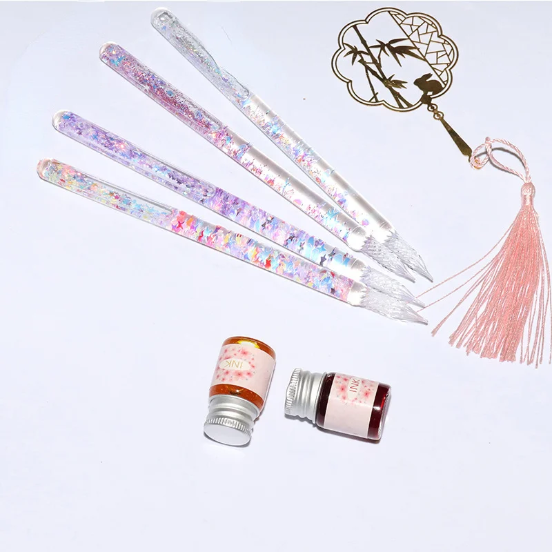 1 Pc Multicolor Glass Drip Pen Antique Glass Dip Pen Signature Filling Ink Pen Crystal Writing Dip Pen Fountain Pens